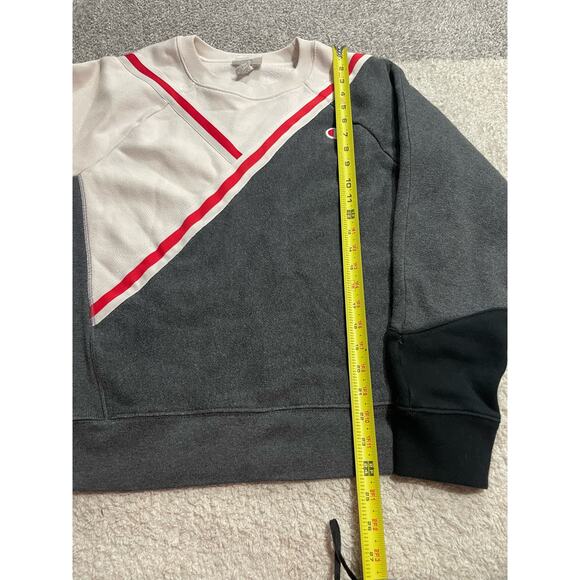 Champion Sweatshirt Reverse Weave Womens Large Long Sleeve Crew Neck Gray White - Picture 5 of 9